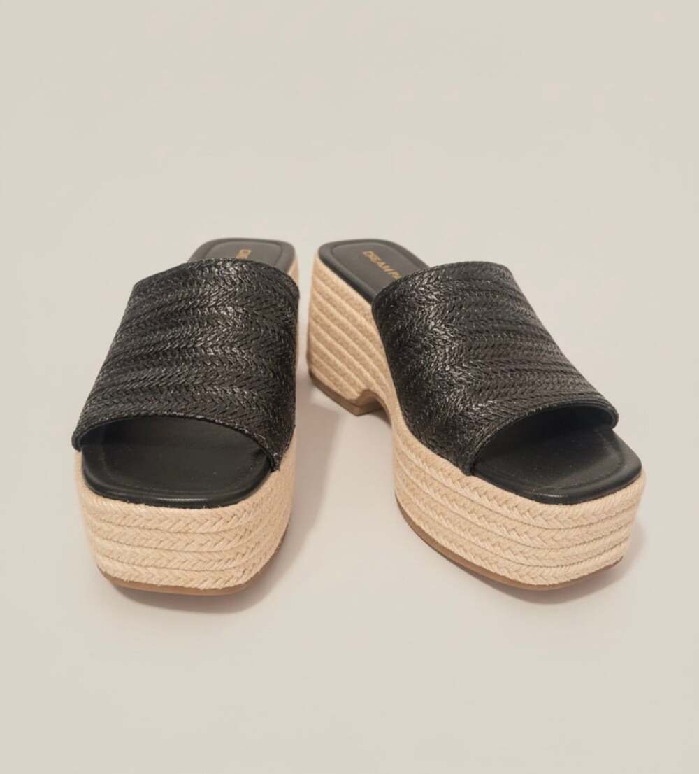 Dream Pairs Platform Espadrille Sandals Size 9 Black Wedge Slides